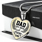 Dad You Walk Beside Me Everyday Heart Pendant Necklace - Heart Luxury Necklace (Silver)