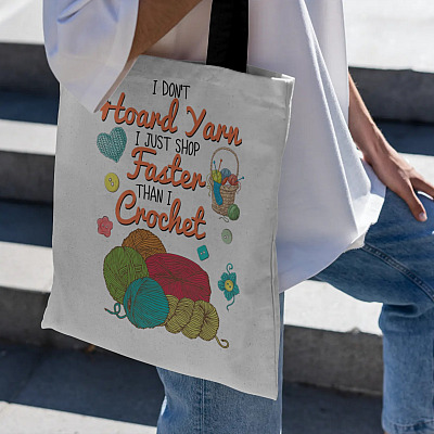 Alternative view of I Don't Hoard Yarn I Just Shop Faster Than I Crochet All Over Print Tote Bag - Gift For Crochet Lover