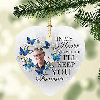 Alternative view of Personalized Photo In My Heart Is Where I'll Keep You Forever Heart Ornament Keepsake - Remembrance Gift