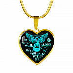 Never Walk Alone My Son Walks With Me Heart Pendant Necklace - Grief Gifts for Loss of Son - Heart Luxury Necklace (Gold Plated)