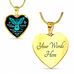 Never Walk Alone My Son Walks With Me Heart Pendant Necklace - Grief Gifts for Loss of Son - Heart Luxury Necklace (Gold Plated)