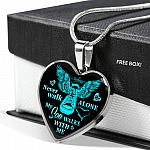 Never Walk Alone My Son Walks With Me Heart Pendant Necklace - Grief Gifts for Loss of Son - Heart Luxury Necklace (Silver)