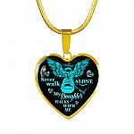 Never Walk Alone My Daughter Walks With Me Heart Pendant Necklace - Grief Gifts for Loss of Daughter - Heart Luxury Necklace (Gold Plated)