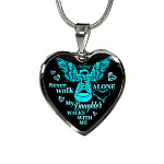 Never Walk Alone My Daughter Walks With Me Heart Pendant Necklace - Grief Gifts for Loss of Daughter - Heart Luxury Necklace (Silver)