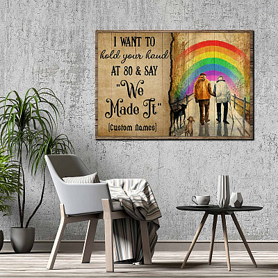 Alternative view of Personalized Gay I Want to Hold Your Hand at 80 and Say We Made It Lgbt Wrapped Framed Canvas Prints - Poster