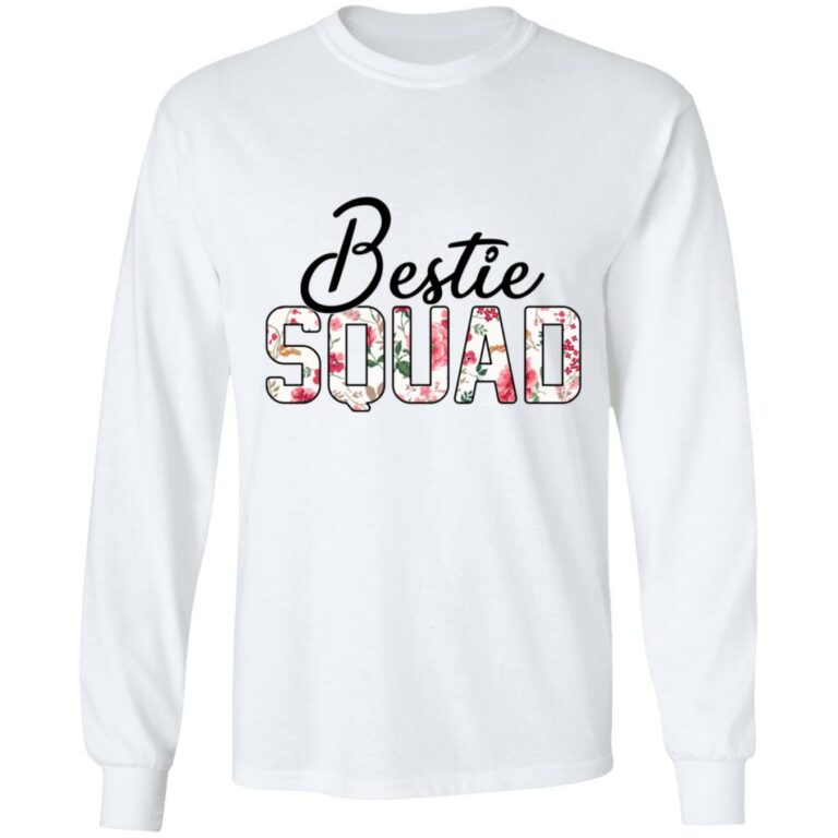Personalized Bestie Squad Matching Hoodie - Sweatshirt - Long Sleeve Shirt - Best Friends Gift Shirt, White, G240 LS Ultra Cotton T-Shirt