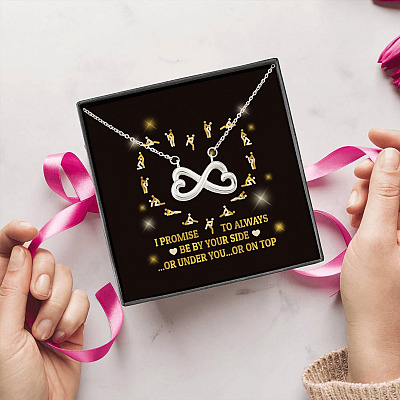 Alternative view of I Promise to Always Be by Your Side or Under You or on Top Infinity Heart Pendant Necklace
