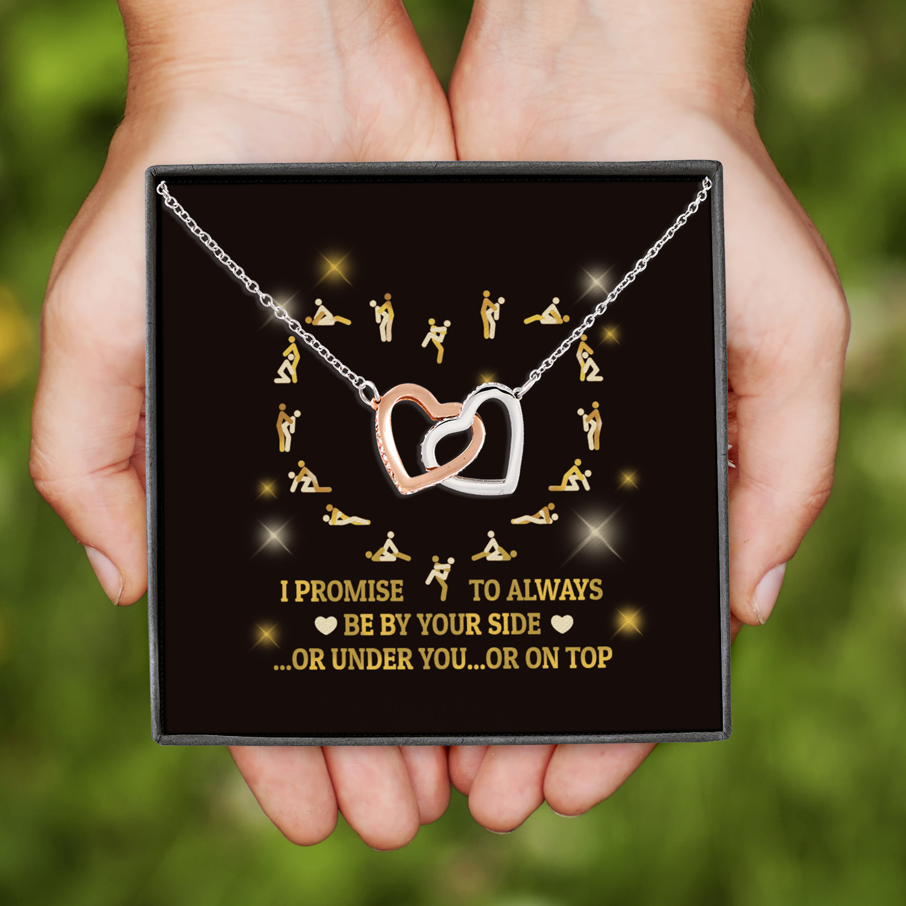1LV. On Top of You Message (3) Interlocking Hearts Necklace