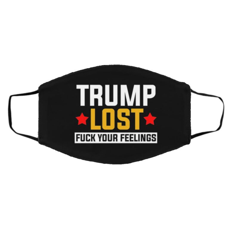 Trump Lost Face Mask, Black, Cloth Face Cover – Medium/Large