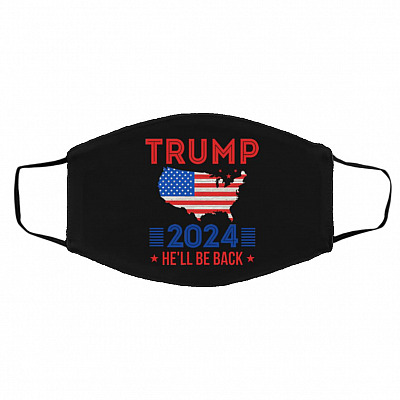 2024 Face Mask, Black, Cloth Face Cover – Medium/Large