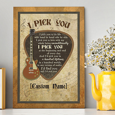 Alternative view of Personalized I Pick You To Do Life With Hand In Hand Side By Side Electric Guitar Canvas Prints - Unframed Poster