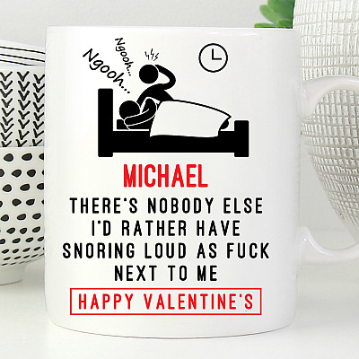 Alternative view of Personalized Valentine Day's Mug - Nobody Else I'd Rather Have Snoring Loud AF Next To Me Ceramic Coffee Mug