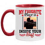 Personalized Photo My Favorite Place, White/Red, 11 oz. Accent Mug