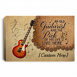 Personalized An Old Guitarist And The Pick Of His Life Live Here Framed Canvas - Unframed Poster, White, 0.75'' Framed Canvas