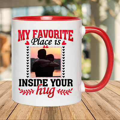 Alternative view of Personalized Photo My Favorite Place Is Inside Your Hug Accent Coffee Mug - Valentine Gift