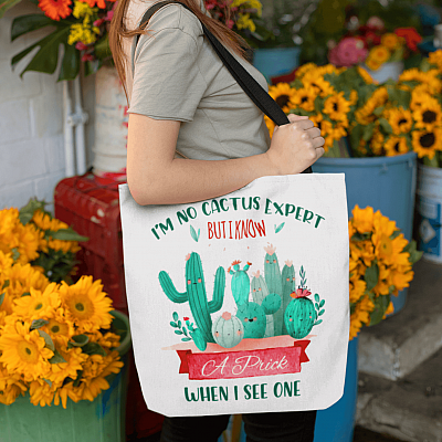Alternative view of I'm No Cactus Expert But I Know A Prick When I See One All Over Print Tote - Shoulder Bag