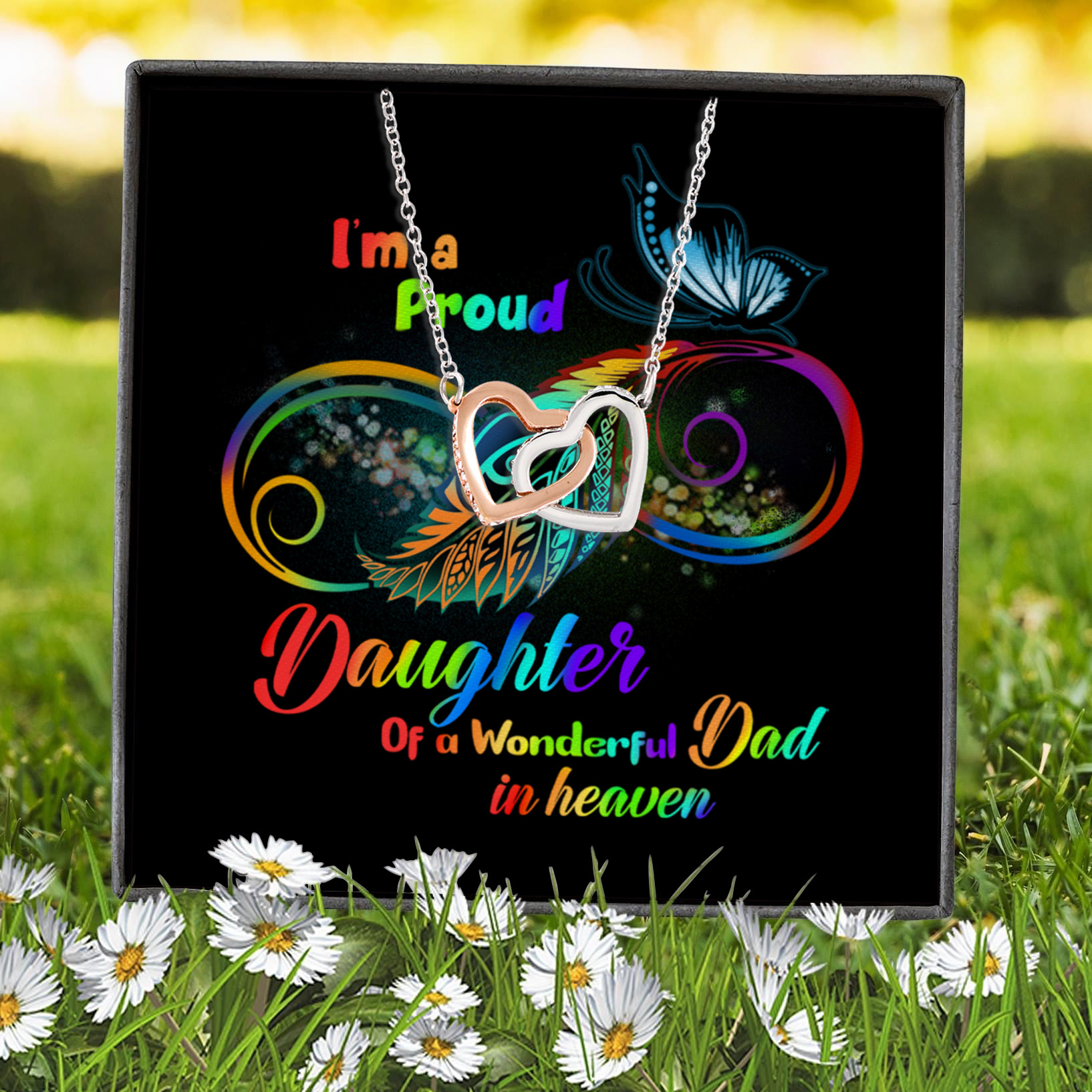 5KT. I'm A Proud Daughter LGBT_mess Interlocking Hearts Necklace 7