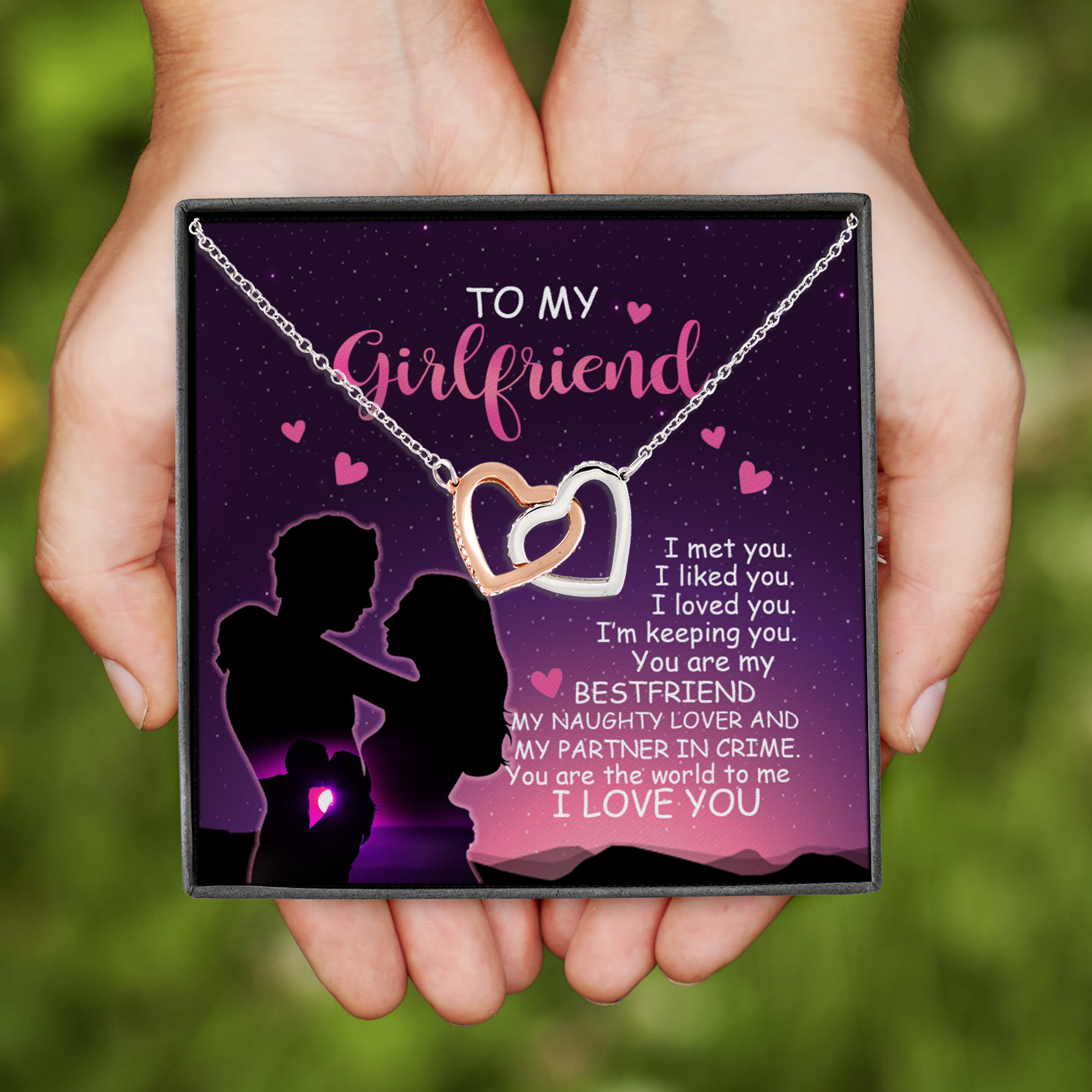 5KT. To My Girlfriend Valentine(5) Interlocking Hearts Necklace