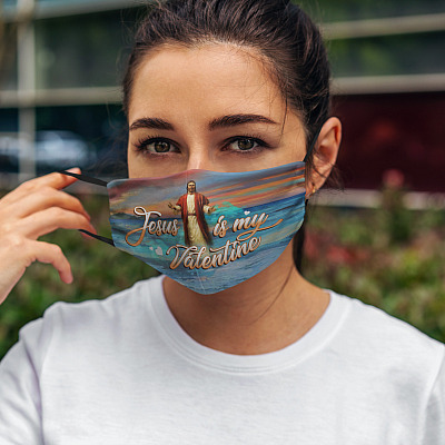 Alternative view of Jesus Is My Valentine Washable Reusable Custom Printed Cloth Face Mask Cover