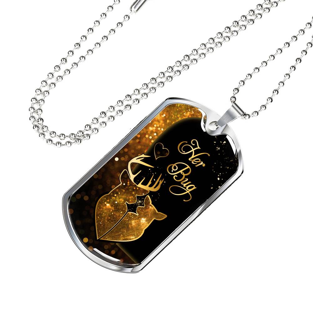From Buckin' Man Her Bug To My Wife His Doe You Are The Best Hunt Happy Deer Couple Quote Dog Tag Necklace - Dog Tag (Silver)
