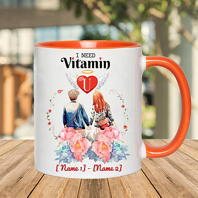 Alternative view of Personalized I Need Vitamin U Accent Coffee Mug - Cute Valentine Gift Mug