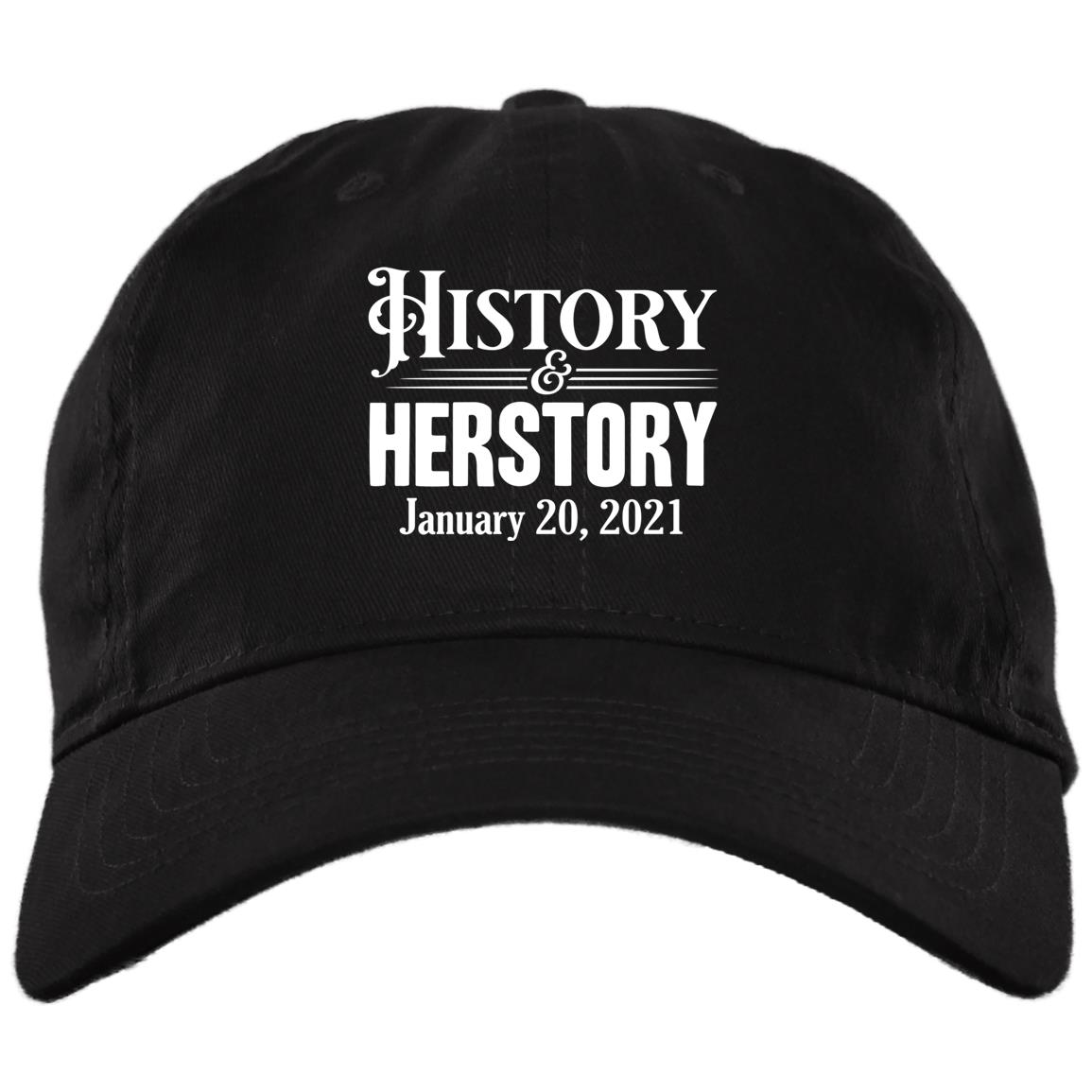 Kamala Harris History Herstory Inauguration Day 2021 Twill Cap - High-Profile Snapback Hat - Trucker Hat, Black, Brushed Twill Dad Cap