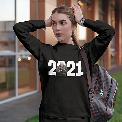 Alternative view of Bernie Inauguration 2021 Hoodie - Sweatshirt - Long Sleeve Shirt  Funny Bernie in Mittens Sweatshirt