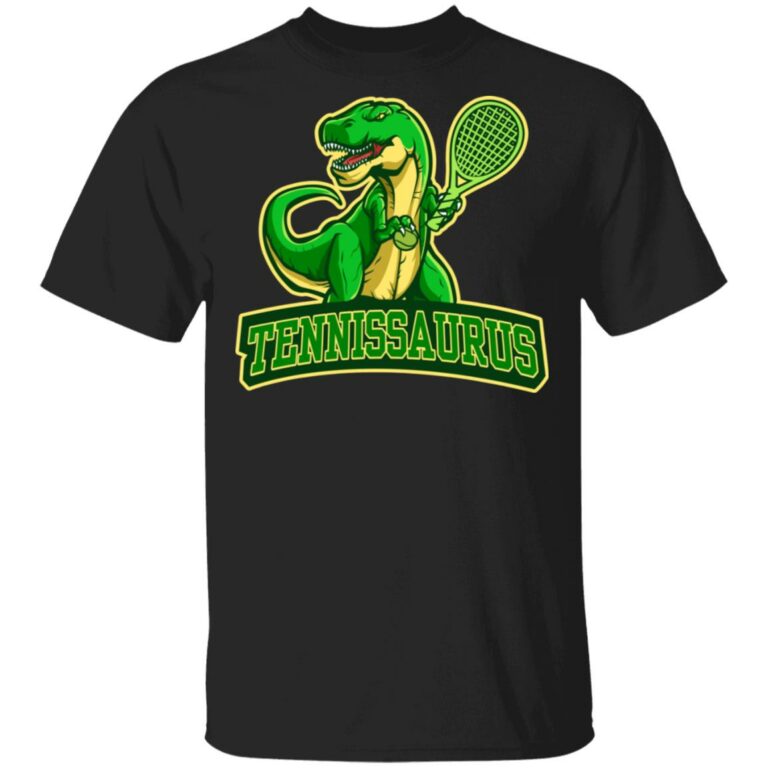 Tennissaurus Shirt, Black, Unisex T-Shirt