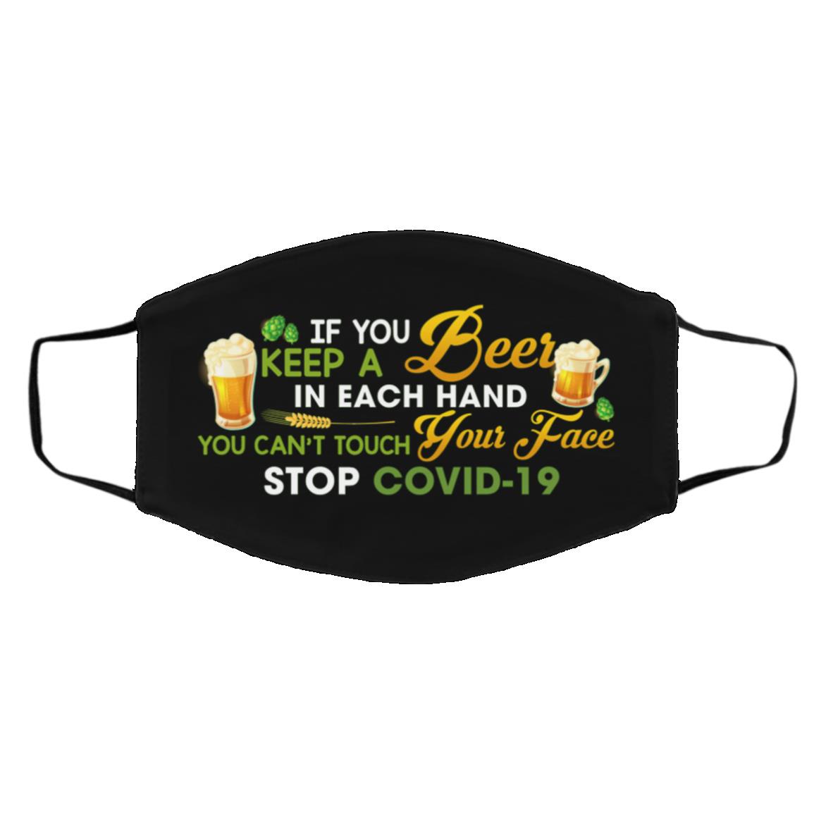 Beer Mask, Black, Cloth Face Cover – Medium/Large