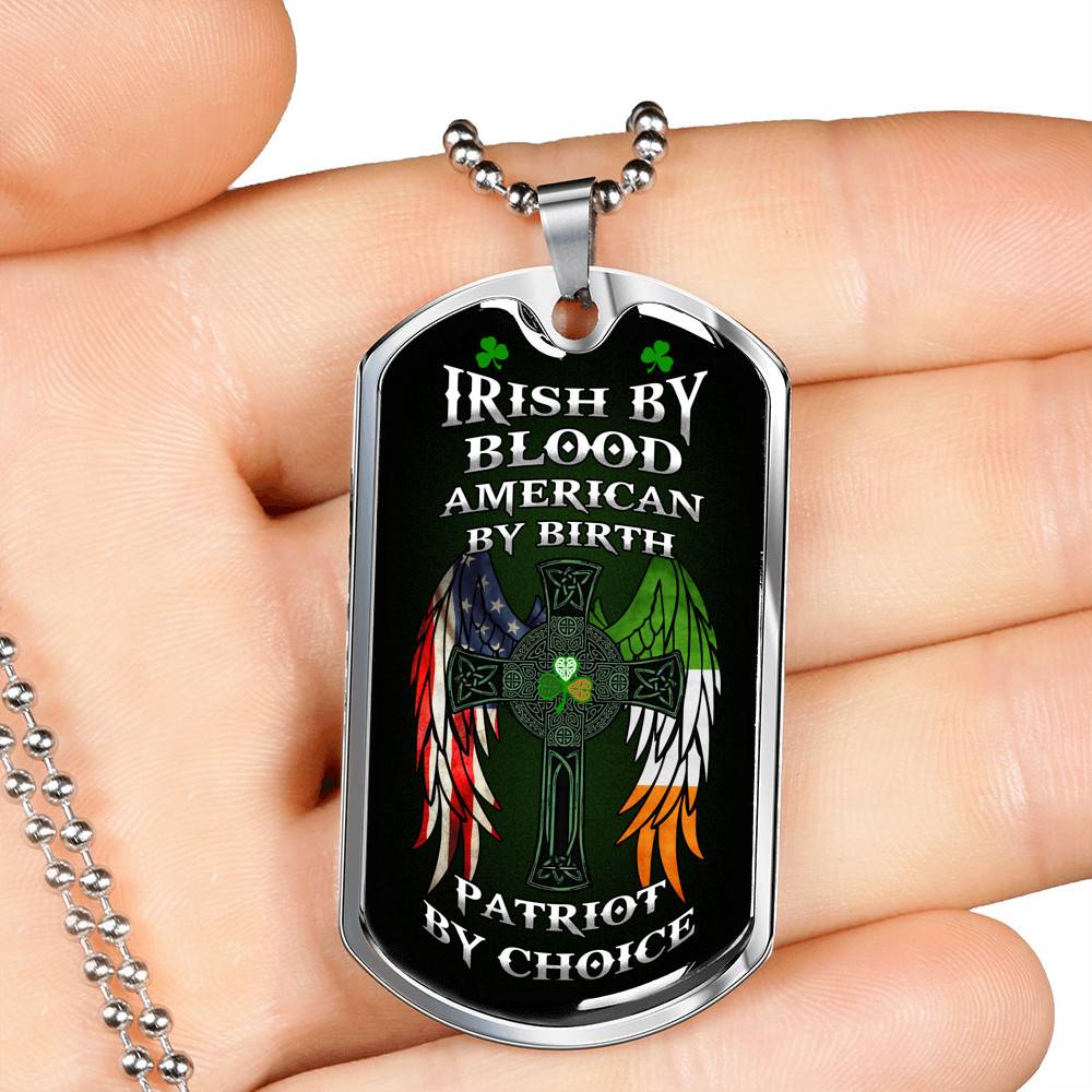 Irish By Blood American By Birth Patriot By Choice St Patrick's Day Luxury Dog Tag Pendant Necklace - Dog Tag (Silver) Irish By Blood American By Birth Patriot By Choice St Patrick's Day Luxury Dog Tag Pendant Necklace - Dog Tag (Silver)