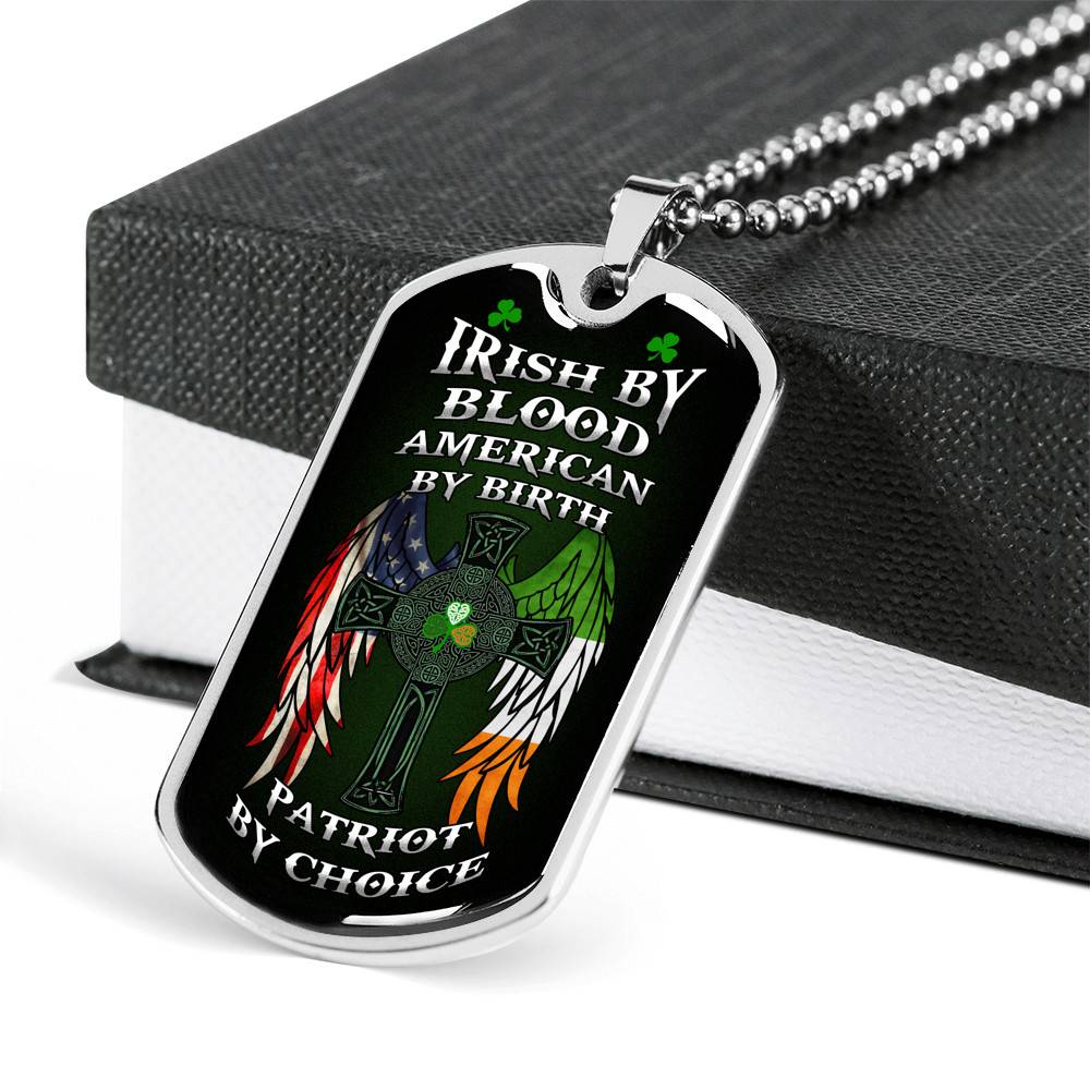 Irish By Blood American By Birth Patriot By Choice St Patrick's Day Luxury Dog Tag Pendant Necklace - Dog Tag (Silver) Irish By Blood American By Birth Patriot By Choice St Patrick's Day Luxury Dog Tag Pendant Necklace - Dog Tag (Silver)
