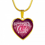 World's Best Wife Ever Heart Pendant Necklace - Best Valentine Gifts For My Wife - Heart Luxury Necklace (Gold Plated)