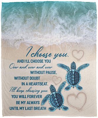 Sea Turtle I Choose You and I'll Blanket, White, Cozy Plush Fleece Blanket - 50x60