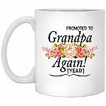 Personalized Promoted To Grandpa Again Mug, White, 11 oz. White Mug