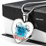 You And Me Always And Forever Heart Pendant Necklace - Gift for Girlfriend Wife - Heart Luxury Necklace (Silver)