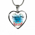 You And Me Always And Forever Heart Pendant Necklace - Gift for Girlfriend Wife - Heart Luxury Necklace (Silver)