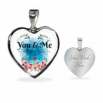 You And Me Always And Forever Heart Pendant Necklace - Gift for Girlfriend Wife - Heart Luxury Necklace (Silver)