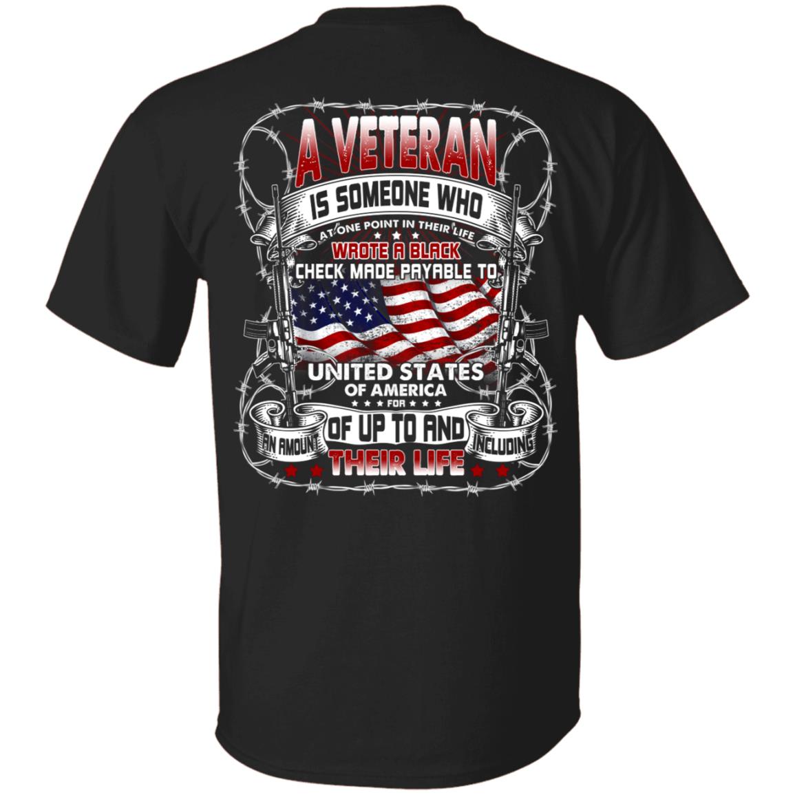 A Veteran Is Someone Who Wrote, Black, Unisex T-Shirt