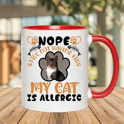 Alternative view of Personalized Photo Cat Nope Still Not Having Kids My Cat Is Allergic Custom Image Accent Mug