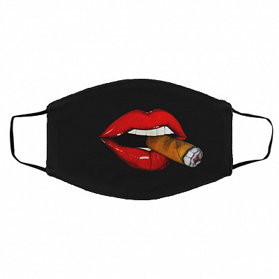 lip mask, Black, Cloth Face Cover – Medium/Large