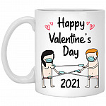 Happy Valentine's Day 2021, White, 11 oz. White Mug
