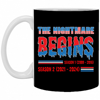 The Nightmare Begins January, Black, 11 oz. White Mug