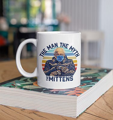 Alternative view of The Man The Myth The Mittens Bernie Retro Ceramic Coffee Mug - Beer Stein - Water Bottle - Color Changing Mug