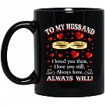 Personalized To My Husband, Black, 11 oz. Black Mug