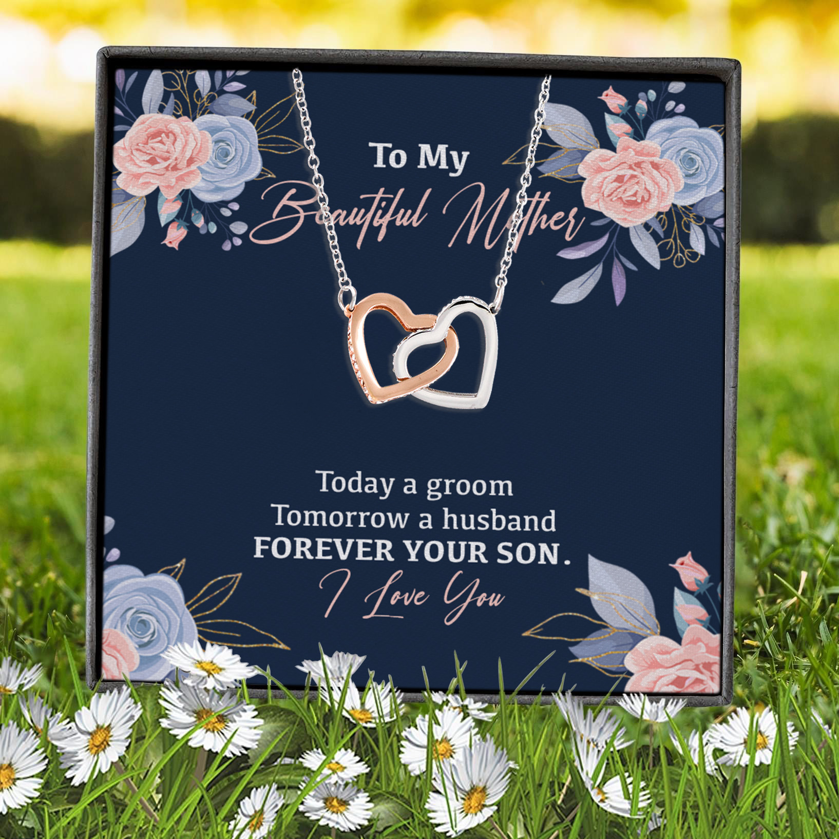 11VT. To My Beautiful Mother Today A Groom Interlocking Hearts Necklace 7