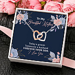 11VT. To My Beautiful Mother Today A Groom Interlocking Hearts Necklace 4