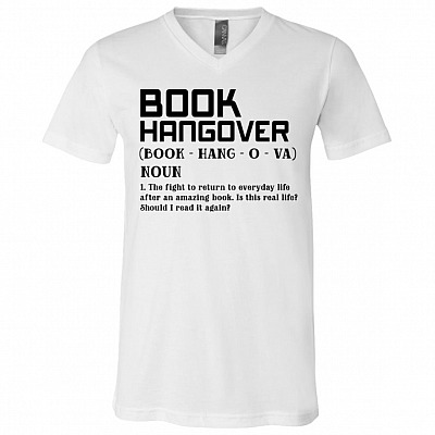 Book Hangover Definition T-shirt - V-neck, White, V-Neck T-Shirt