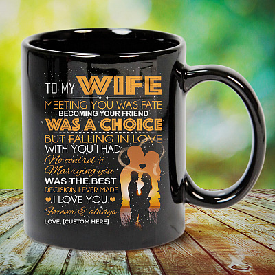 Alternative view of Personalized To My Wife Meeting You Was Fate Ceramic Coffee Mug - Beer Stein - Water Bottle