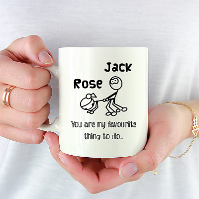 Alternative view of Personalized You Are My Favorite Thing To Do Ceramic Coffee Mug - Funny Valentine's Day Mug For Couple