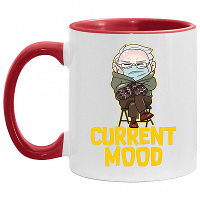 Bernie Sanders Current Mood Accent, White/Red, 11 oz. Accent Mug